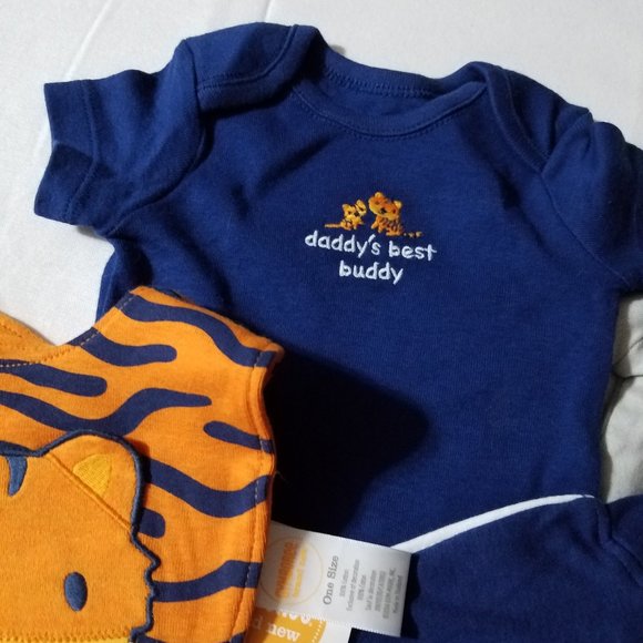 Gymboree Little Roar NWT Newborn Bodysuits, Pants & Bib. Gray is Outlet - Picture 2 of 4